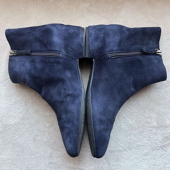 Aquatalia Ulyssa Navy Blue Suede Ankle Boot Booties Women 9.5 M Hidden Low Heel - Picture 5 of 14
